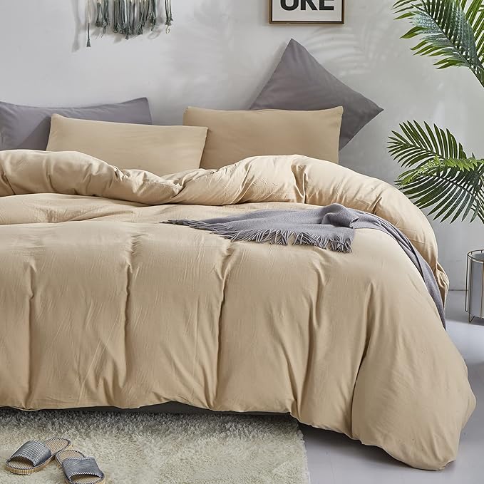 Champagne Comforter Set King Beige Bedding Set Lightweight Women Soft Champagne Blanket 3 PCs Durable Light Khaki Colored Comforter Set King Breathable Bed Comforter Set - LeafyLoom