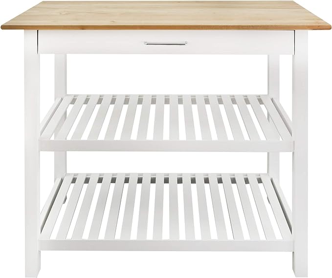 Casual Home Solid Hardwood Top, Natural/White, 40" W (373-91) Kitchen Island, Natural&White - LeafyLoom