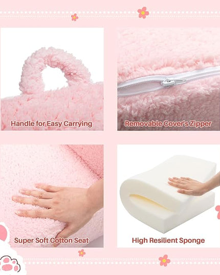 ALIMORDEN Kids Ultra-Soft Snuggle Foam Filled Chair, Toddler Cuddly Sherpa Reading Couch for Boys and Girls, Pink - LeafyLoom