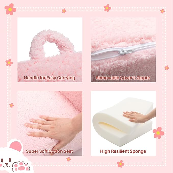 ALIMORDEN Kids Ultra-Soft Snuggle Foam Filled Chair, Toddler Cuddly Sherpa Reading Couch for Boys and Girls, Pink - LeafyLoom