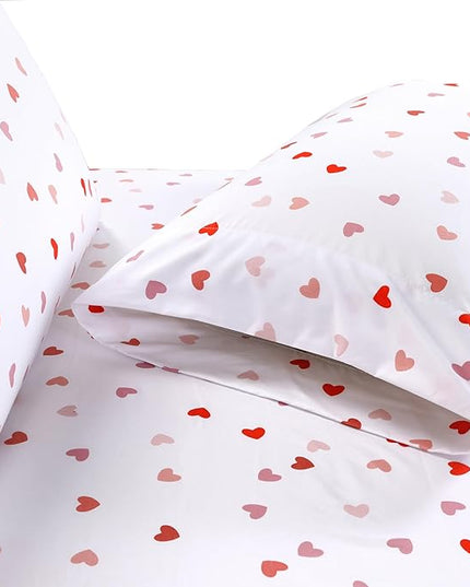 Elegant Comfort Softest and Coziest 6-Piece Sheet Set - 1500 Premium Hotel Quality Microfiber - Deep Pocket, Wrinkle Resistant 6-Piece Heart Pattern Bed Sheet Set, California King, Valentina - LeafyLoom