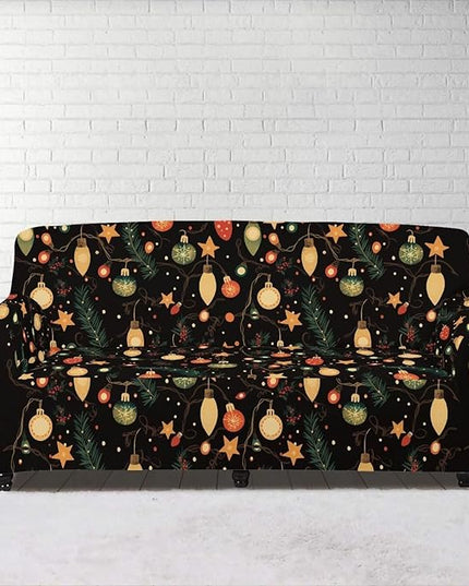 FKELYI Christmas Lights Sofa Furniture Protector with Elastic Bottom Easy Going Stretch Sofa Slipcover for Indoor Non-Slip Sofa Couch Cover XL FKELYI