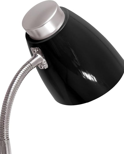 Simple Designs LD1067-BLK Compartmental Desk Lamp with iPhone/iPad/Tablet Stand, Bendable Gooseneck, for Office, Living Room, Nightstand, Library, Entryway, Black - LeafyLoom