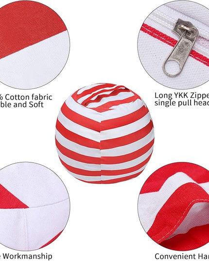 2 PCS Stuffed Animal Storage Bean Bag Chair Cover, Cotton Canvas Beanbag with Zipper for Organizing Kid's and Adults Room Red 24" - LeafyLoom