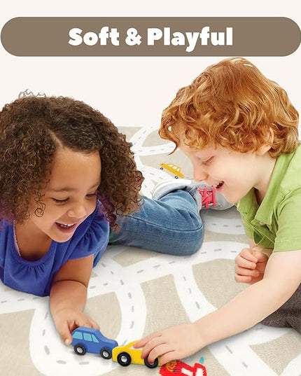 LIVEBOX Road Traffice Kids Rug, 3'x5' Floor Mats for Kids Room, Non-Slip Machine Washable Rugs for Playroom, Soft Fun & Learning Rug Children Car Carpet for Nursery Daycare Classroom - LeafyLoom