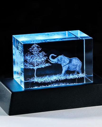 Qianwei Elephant Gifts for Women Decorations for Home, 3D Crystal Elephant Decor Stuff Figurines Statue Gift for Elephant Lovers, Mother Day Birthday Gifts for Mom Mother Mama from Daughter Son - LeafyLoom