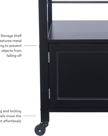 Linon Cayden Black Kitchen Cart, - LeafyLoom