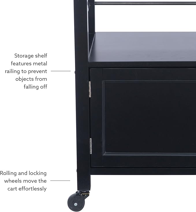 Linon Cayden Black Kitchen Cart, - LeafyLoom