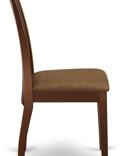 East West Furniture Monza 5 Piece Kitchen Set Includes a Rectangle Table with Dropleaf and 4 Linen Fabric Dining Room Chairs, 36x54 Inch, Mahogany - LeafyLoom