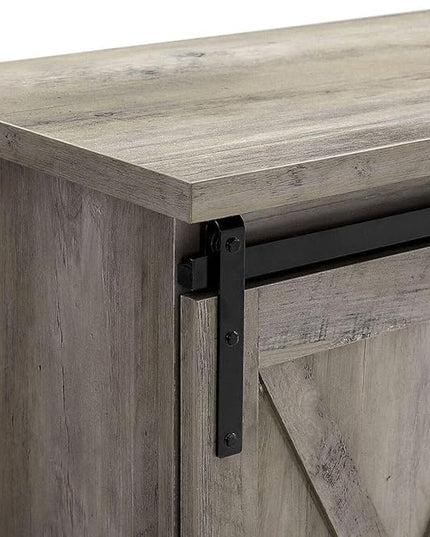 Walker Edison Richmond Modern Farmhouse Sliding Barn Door TV Stand for TVs up to 65 Inches, 58 Inch, Grey Wash - LeafyLoom