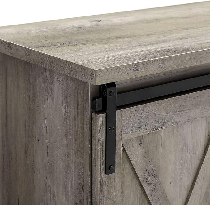 Walker Edison Richmond Modern Farmhouse Sliding Barn Door TV Stand for TVs up to 65 Inches, 58 Inch, Grey Wash - LeafyLoom