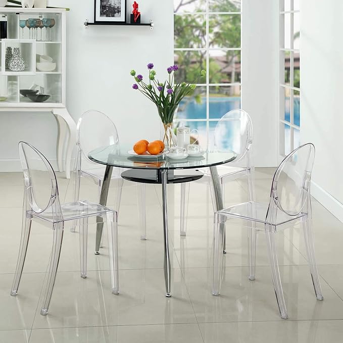 Modway Casper Modern Acrylic Stacking Kitchen and Dining Room Chair in Clear - Fully Assembled - LeafyLoom