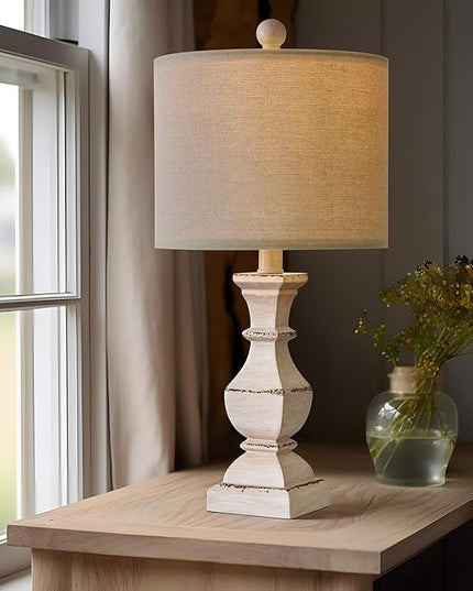 PoKat 20.5" Retro Table Lamps Set of 2 Nightstand Lamp for Bedroom Vintage Rustic Table Lamps for Living Room Traditional Nightstand Bedside Lamps, Suitable for Small Place - LeafyLoom