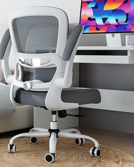Office Chair - Ergonomic Desk Chair with Adjustable Lumbar Support, Mesh Computer Chair, Executive Chair for Home Office Comfortable Lumbar Support (White+Black) - LeafyLoom
