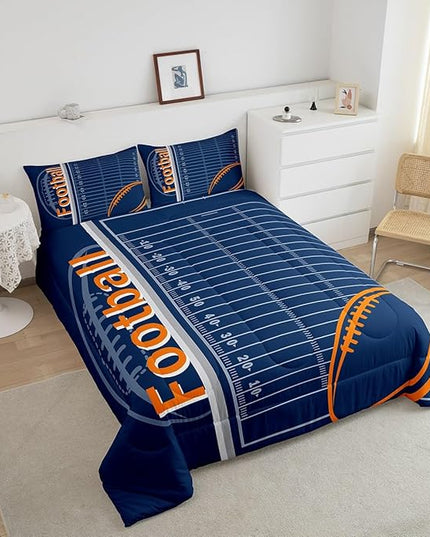 Feelyou Football Bedding Set Full Size Rugby Sports Comforter Set for Kids Boys Girls Decor Soccer Ball Game Comforter Microfiber American Football Duvet Set Bedroom Quilt Set - LeafyLoom