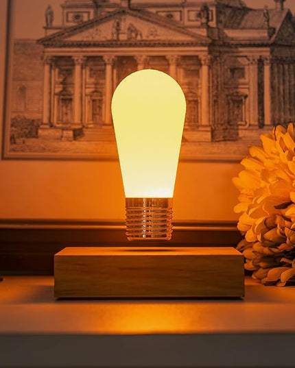 HCNT Floating Light Bulb, Magnetic Levitating LED Desk Lamp Table lamp Night Light, 360 Degree Automatic Rotating Light, Unique Gifts for Christmas Office Decor - LeafyLoom