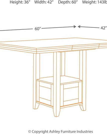 Signature Design by Ashley Ralene Traditional 36" Counter Height Dining Room Extension Table, Medium Brown - LeafyLoom
