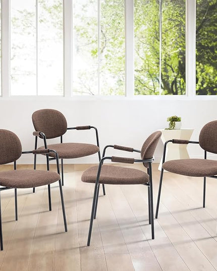 COLAMY Modern Dining Chairs Set of 4, Dining Armchairs Set of 4, Chair Set of 4 for Dining Table, Upholstered Fabric Dining Chairs with Back for Kitchen,Dining Room,Restaurant,Shop, Brown - LeafyLoom