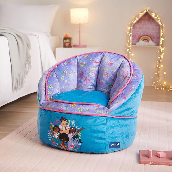 Idea Nuova Disney Encanto Madrigal Family Blue Round Bean Bag Chair for Kids, Ages 3+, Large - LeafyLoom