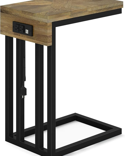SIMPLIHOME Hayward Modern Industrial 19 Inch Wide Metal Side Table in Natural, Fully Assembled, For the Living Room and Bedroom - LeafyLoom