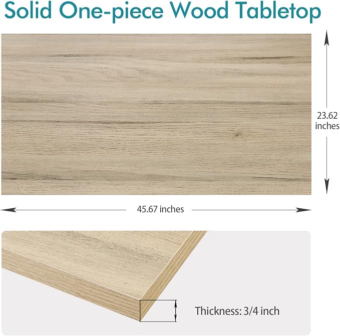Kaboon Universal Tabletop 45.67"x23.62", Solid One-Piece Melamine Table Top, Double Desk L-Desk DIY, Home and Office, Oak - LeafyLoom