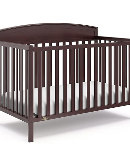 Graco Benton 5-in-1 Convertible Crib (Espresso) – GREENGUARD Gold Certified, Converts from Baby Crib to Toddler Bed, Daybed and Full-Size Bed, Fits Standard Full-Size Crib Mattress - LeafyLoom
