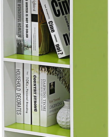 Furinno Pasir 3-Tier Open Shelf Bookcase, White/Green 11003WH/GR - LeafyLoom