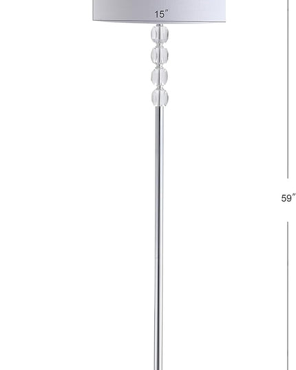 JONATHAN Y JYL2028A Aubrey 59.5" Crystal/Metal LED Floor Lamp Contemporary,Glam,Transitional for Bedrooms, Living Room, Office, Reading, Clear/Chrome - LeafyLoom
