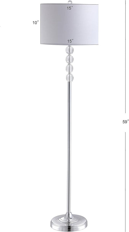 JONATHAN Y JYL2028A Aubrey 59.5" Crystal/Metal LED Floor Lamp Contemporary,Glam,Transitional for Bedrooms, Living Room, Office, Reading, Clear/Chrome - LeafyLoom