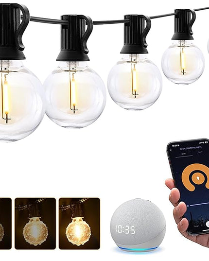 XMCOSY+ Smart Outdoor String Lights, 150Ft G40 Globe Patio Lights with 75 LED Bulbs, WiFi & APP Control, Work with Alexa, Extendable Waterproof Dimmable LED String Lights for Outside, Porch, Cafe XMcosy