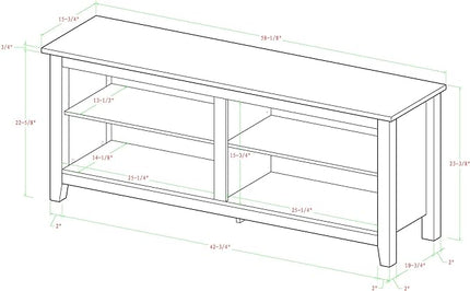 Walker Edison Wren Classic 4 Cubby TV Stand for TVs up to 65 Inches, 58 Inch, Brown - LeafyLoom