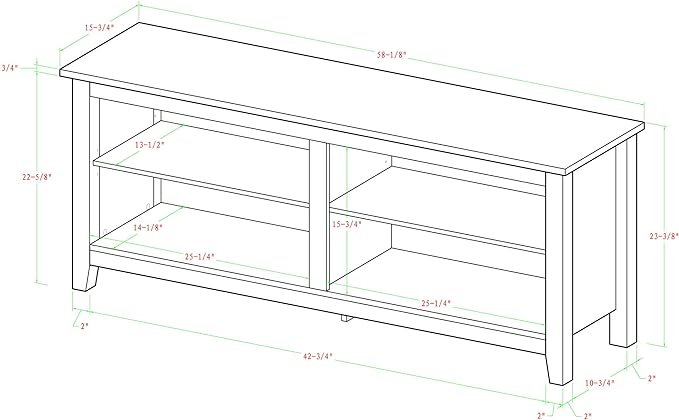 Walker Edison Wren Classic 4 Cubby TV Stand for TVs up to 65 Inches, 58 Inch, Brown - LeafyLoom