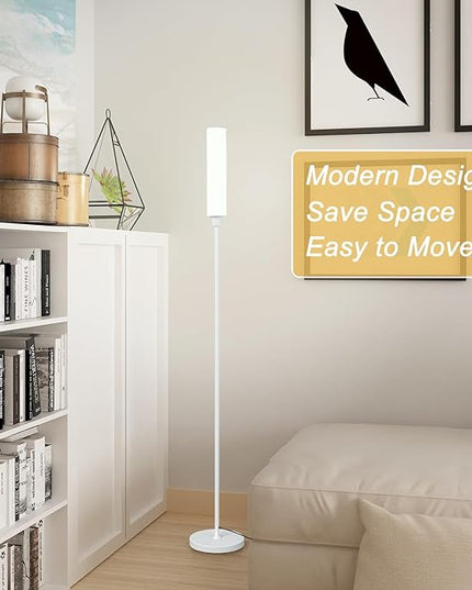 Floor Lamp with Remote Control,Bright Floor Lamps for Living Room/Bedroom/Office, Stepless Adjustable 3000K-6000K Colors and 10-100% Brightness,Standing Light with Foot Switch (White) - LeafyLoom