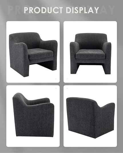 COLAMY Modern Accent Chair for Living Room,Living Room Chair,Soft Padded Armchair with Back,Comfy Lamb Wool Fabric Accent Chair, Charcoal Grey - LeafyLoom