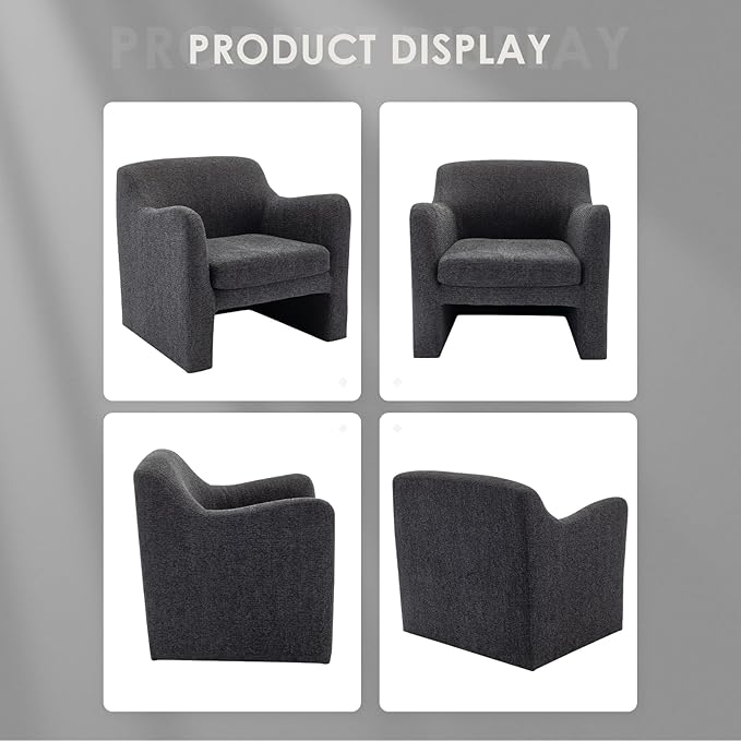 COLAMY Modern Accent Chair for Living Room,Living Room Chair,Soft Padded Armchair with Back,Comfy Lamb Wool Fabric Accent Chair, Charcoal Grey - LeafyLoom