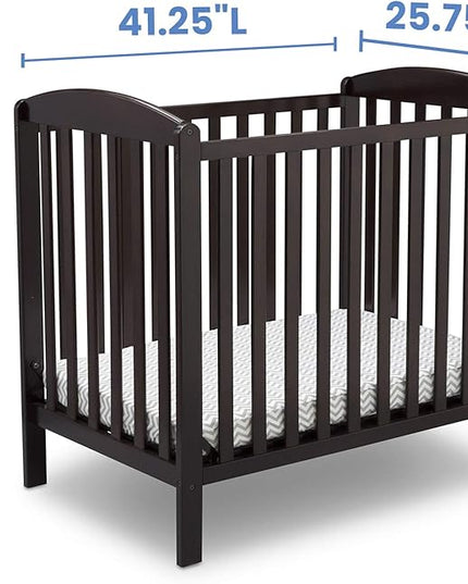 Delta Children Emery Mini Convertible Baby Crib with 2.75-inch Mattress, Dark Chocolate - LeafyLoom