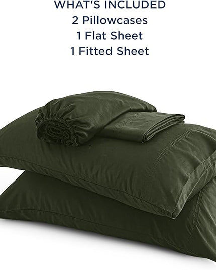 Bedsure California King Sheet Sets, Cooling Sheets, Rayon Derived from Bamboo, Deep Pocket Up to 16", Breathable & Soft Bed Sheets, Hotel Luxury Silky Bedding Sheets & Pillowcases, Olive green - LeafyLoom