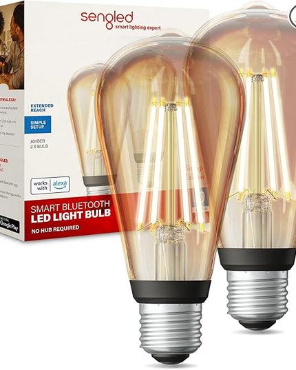 Sengled Smart Edison Bulbs, S1 Auto Pairing with Alexa Devices, Vintage Smart Light Bulbs That Work with Alexa, Bluetooth Mesh Smart ST19 Led Bulb 60 Watt Equivalent, 2000K E26 (2 Pack) Sengled