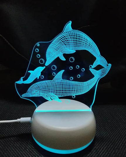 Dolphins LED Table Lamp USB Parent-Child Gifts Boy's Birthday - 7 Colors Changing Bedroom Decorative Night Light Parent's Gifts, Gifts for Families Friends - LeafyLoom