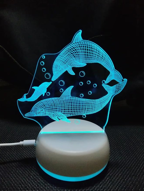 Dolphins LED Table Lamp USB Parent-Child Gifts Boy's Birthday - 7 Colors Changing Bedroom Decorative Night Light Parent's Gifts, Gifts for Families Friends - LeafyLoom