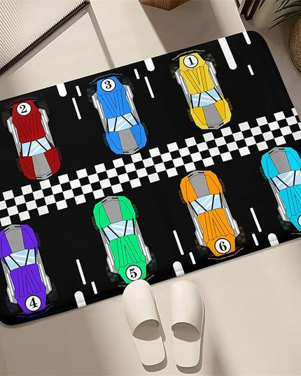 Race Car Rug Kids Play Area Rugs Race Car Track Rug Kids Rug with Roads and Tracks Car Track Carpet Car Rug for Boys Room Race Car Room Decor for Boys,Black 2'×3' - LeafyLoom