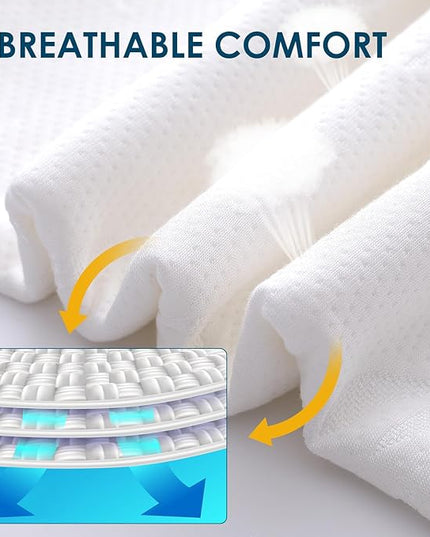Cooling Bed Pillows for Sleeping 2 Pack, Shredded Memory Foam Pillows Queen Size Set of 2 - Adjustable Pillows for Side Back Sleepers with Cooling Washable Cover, Medium Firm Support Pillows - LeafyLoom