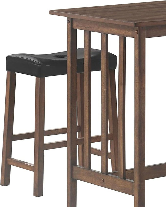 NicBex Kitchen Table for 2 Dining Room Table Set 3-Piece Counter Dining Set Bar Kitchen Table Set with Upholstered Stools for Small Space, Breakfast Nook, Brown - LeafyLoom