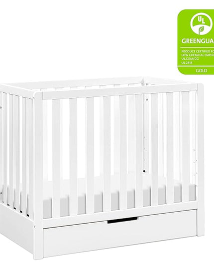 Carter's by DaVinci Colby 4-in-1 Convertible Mini Crib with Trundle Drawer in White, Greenguard Gold Certified, Undercrib Storage - LeafyLoom