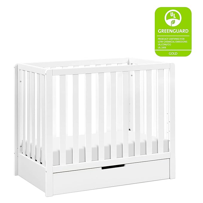 Carter's by DaVinci Colby 4-in-1 Convertible Mini Crib with Trundle Drawer in White, Greenguard Gold Certified, Undercrib Storage - LeafyLoom