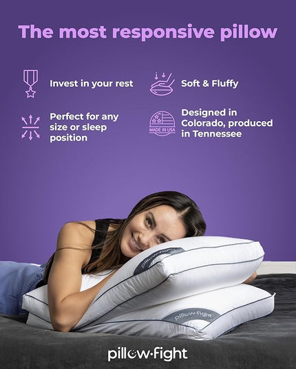 Pillow Fight Knockout - King Size Pillows Set of 2, Luxury & Adjustable, Down Alternative Pillow, Bed Pillows, Neck Pillow, Cooling Pillow, for, Back Support, Stomach, and Side Sleepers (2 Pack) - LeafyLoom
