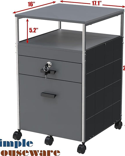 SHW Rolling File Cabinet w/ 2 Drawers & Open Shelf, Gray - LeafyLoom