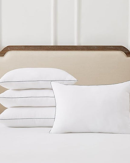 Homemate Bed Pillows for Sleeping - Queen Size(20"x28") Set of 4 Pillows Allergy Friendly Microfiber Shell Fluffy Down Alternative Filling Breathable Pillow Suitable Back Stomach or Side Sleepers - LeafyLoom