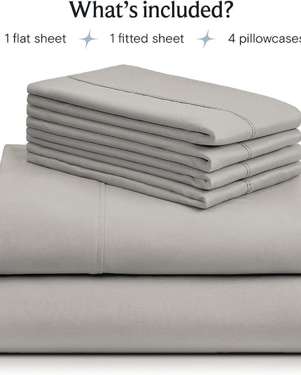 LuxClub 6 PC Queen Sheet Set, Breathable Luxury Bed Sheets, Deep Pockets 18" Eco Friendly Wrinkle Free Cooling Sheets Machine Washable Hotel Bedding Silky Soft - Light Taupe Queen - LeafyLoom