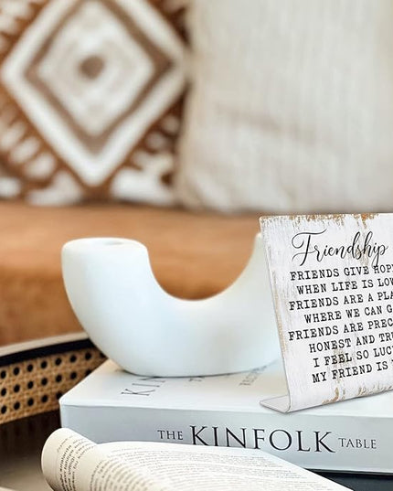 Friendship Signs for Women Friends, Friend Birthday Gift Ideas Office Gifts for Friends Sisters Coworkers Decorations On Shelf Table Desk for Living Room Bedroom Home Office dksg11 - LeafyLoom